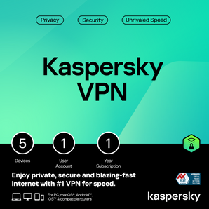 Kaspersky Secure Connection (VPN) 5 Devices 1 Year - Digital code delivered via email