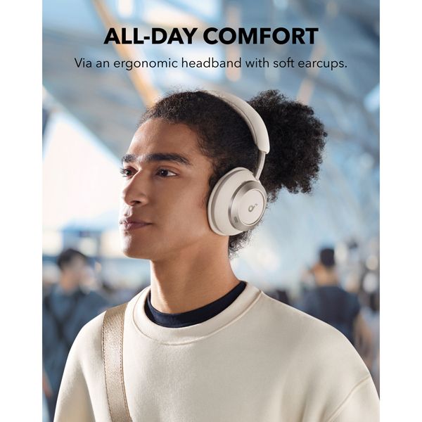 Soundcore space one pro | adaptive anc 3. 0 | hi-res wireless ldac | do 60 ur | bele | bluetooth naglavne slušalke 3 Soundcore space one pro bele naglavne slušalke za celodnevno udobje