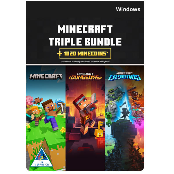 Minecraft Triple Bundle (Minecraft Bedrock Edition, Minecraft Dungeons, and Minecraft Lege Legends)  Windows