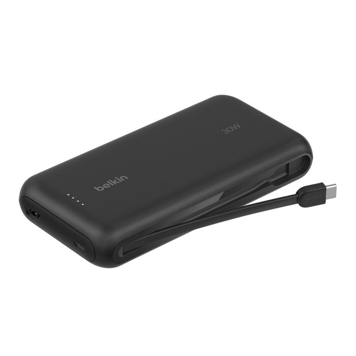Belkin - BoostCharge 20 000 Mah - Power Bank with Integrated USB-C Cable -30 Watt - Black