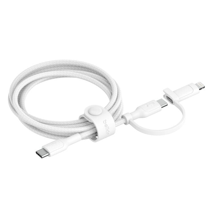 Belkin - BoostCharge Pro - 2 in 1 USB-C - with USB-C and Lightning Connector - 1.5 Meter - White