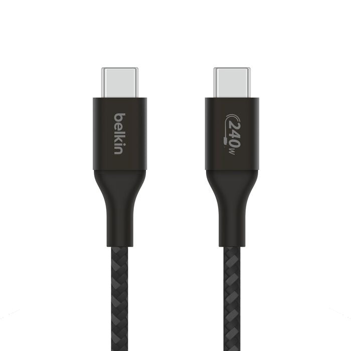 Belkin BoostCharge - USB-C Male to USB-C Male Braided Cable 240 Watt Power Delivery - 2 Meter Cable - Black