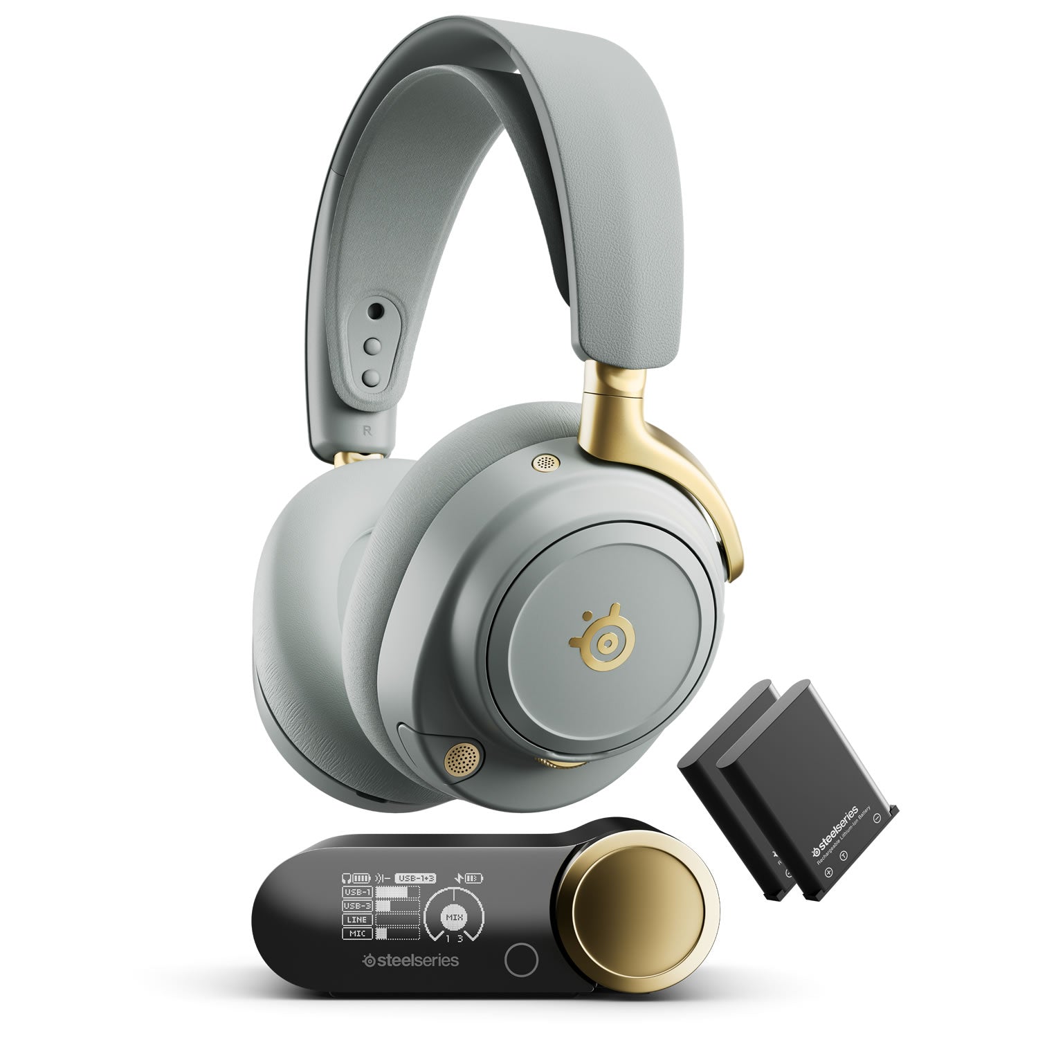 Steelseries 61663 Arctis Nova Elite Wireless Multi-Platform Gaming Headset - Sage Gold