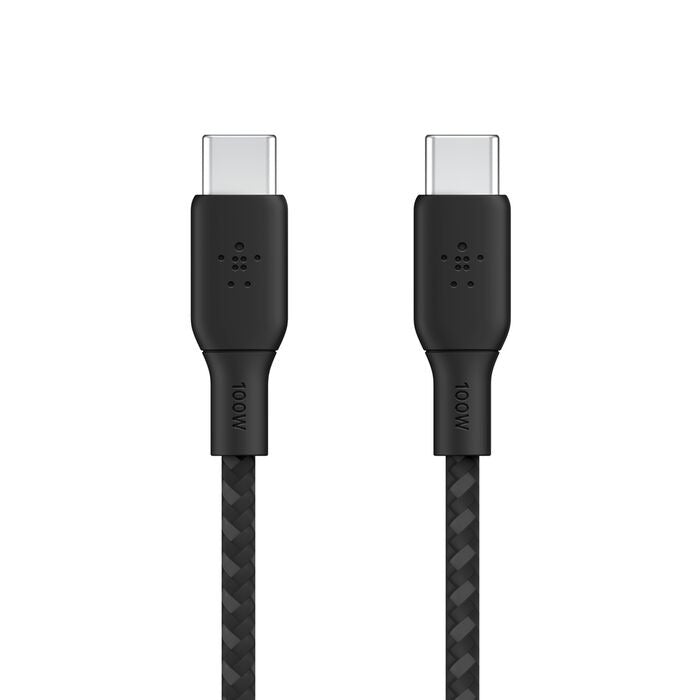 Belkin BoostCharge - USB-C Male to USB-C Male Braided Cable 100 Watt Power Delivery - 3 Meter Cable -  Black