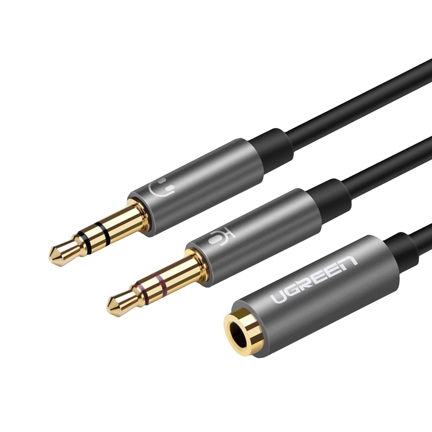 UGreen UV140 AUX 3.5mm Audio Splitter Cable - Black/Grey