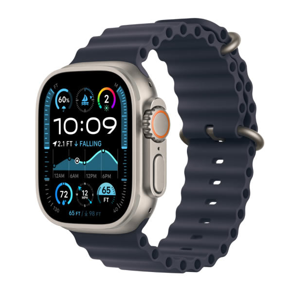 Apple Watch Ultra 2 49mm Natural Titanium Case with Navy Ocean Band