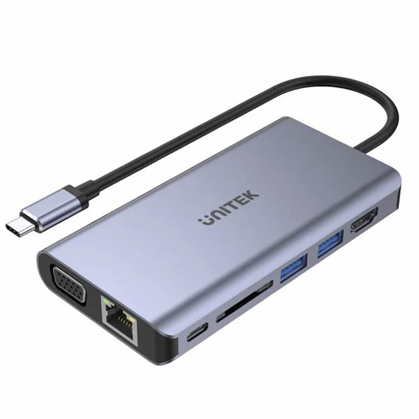 Unitek D1019B USB3.1 TYPE-C 8-IN-1 Port Replicator with 100W Power Delivery