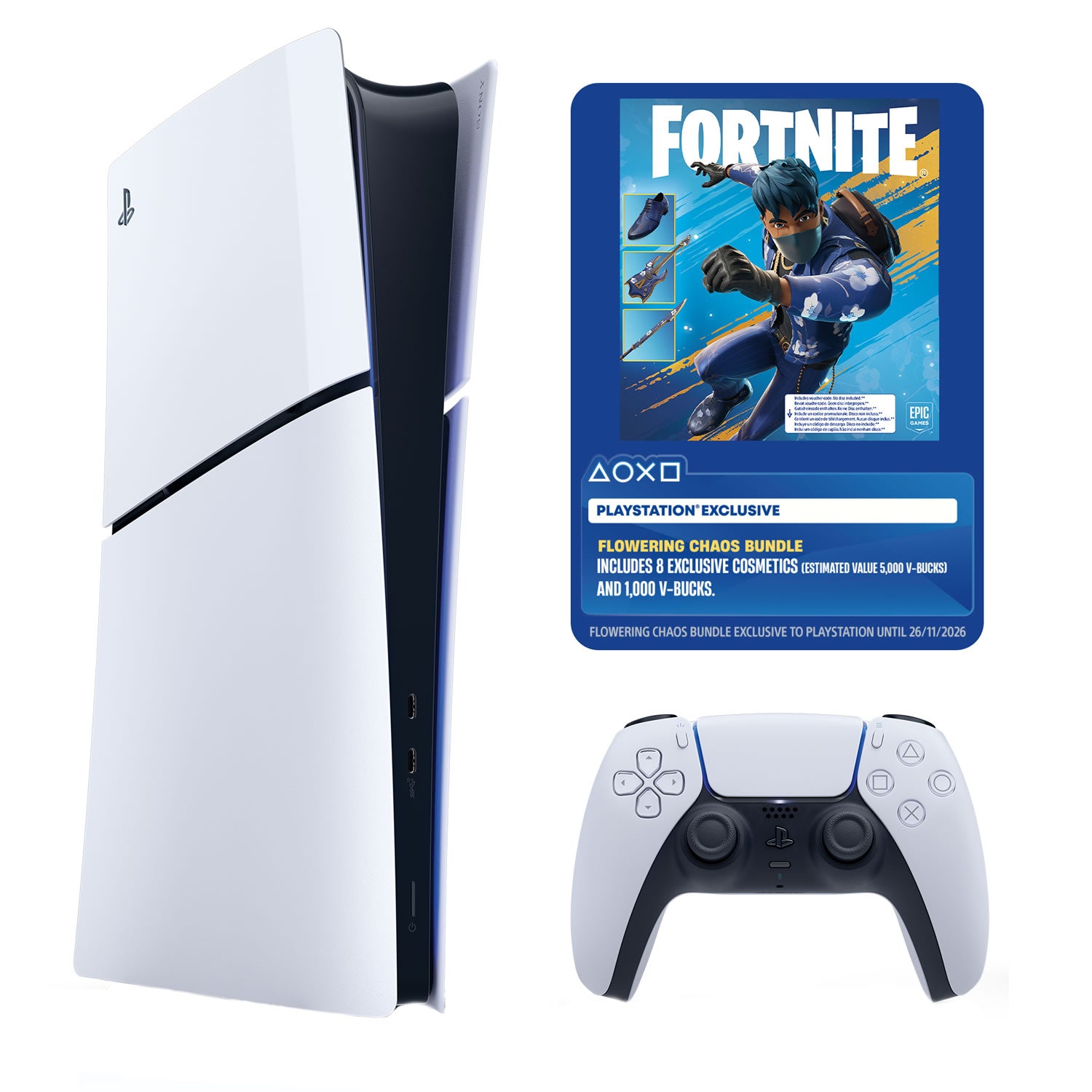 PlayStation 5 Slim Console 825GB Digital Fortnite® Flowering Chaos Bundle