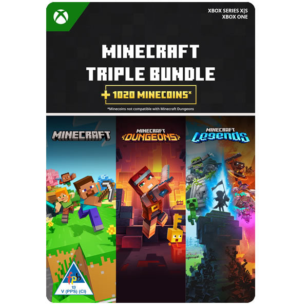 Minecraft Triple Bundle (Minecraft Bedrock Edition, Minecraft Dungeons, and Minecraft Legends) Xbox Series X|S, Xbox One