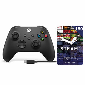 Microsoft Xbox Series Wireless Controller - Carbon Black + R150 Steam Gift Card & USB-C Cable