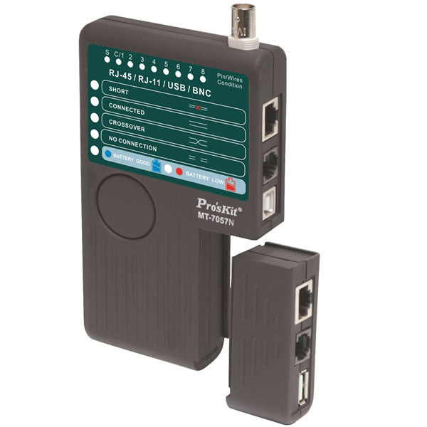 Pro's Kit RJ45/11/12/BNC/USB Cable Tester - NET-MT-7057N