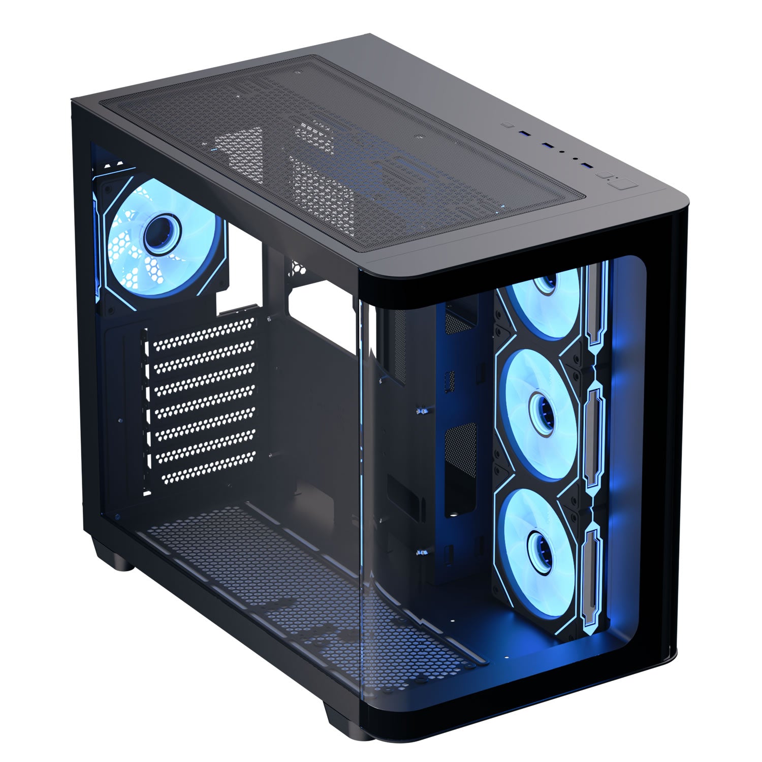 Aerocool P500C Mid-Tower Case with Tempered Glass Side and Front Panel - Black