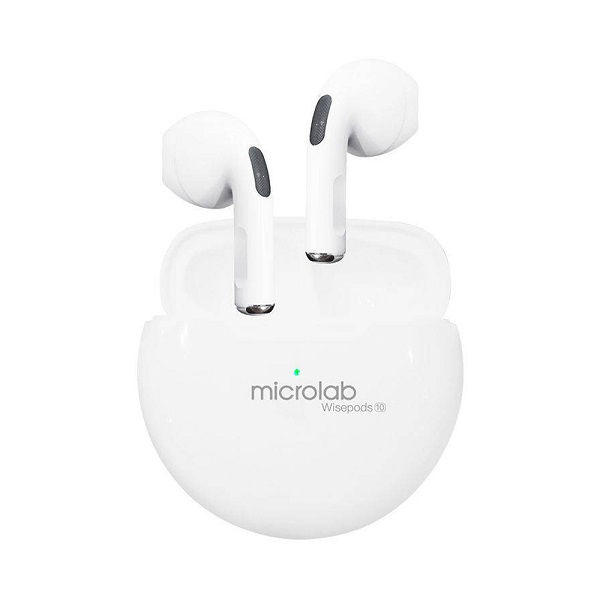 Microlab Wisepods 10 True Wireless Bluetooth 5.0 Earbuds With Built-in USB-C Charging Port And Lithium Battery Of 30mAh - White Colour