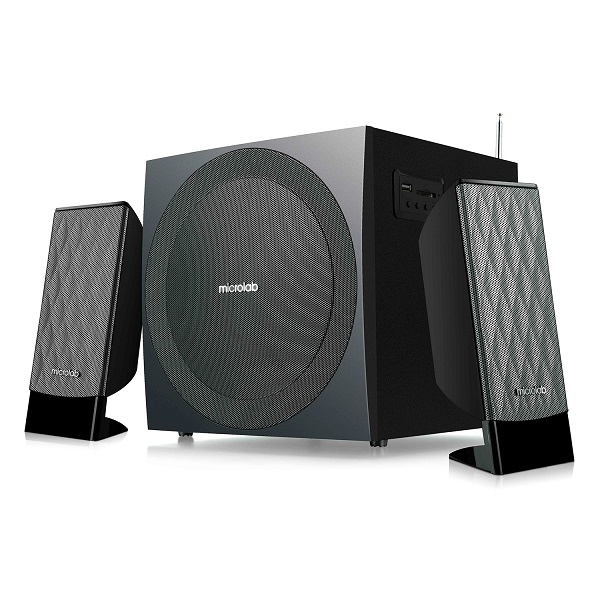 Microlab M300BT 2.1Channel Subwoofer Multimedia Speaker With Built-In FM Radio, Bluetooth, USB, 3.5mm And SD Card Port - Black Colour