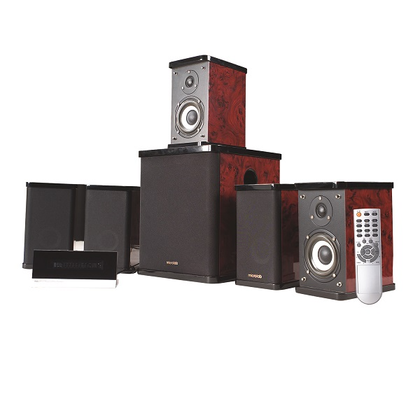 Microlab H500 5.1CH High-End Speaker With 5X Outstanding High-Resolution Satellites And VFD Display Unit And Remote Control - Black/Brown Colour