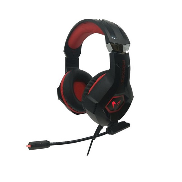 Microlab G7 Pro USB Gaming Headset With Omni-Directional Luminous Microphone And 40mm High-Precision Drivers And Red LED Lighting Powered Via USB - Black/Blue Colour