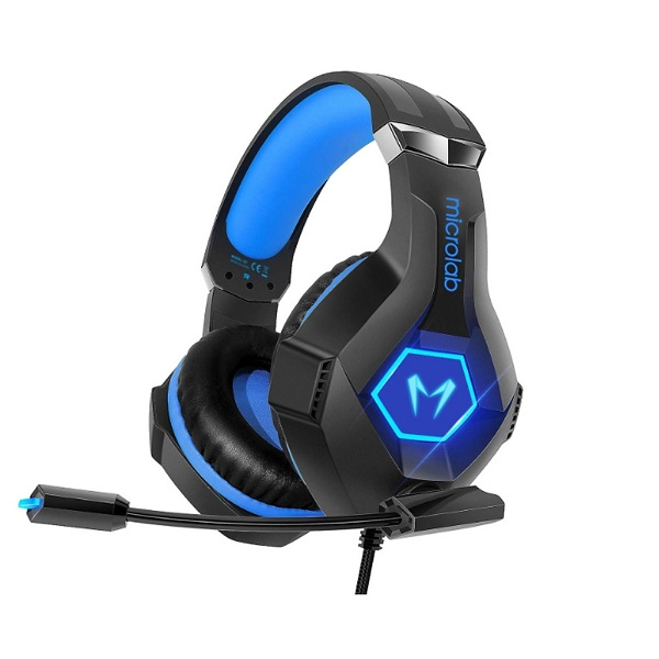 Microlab G7 Pro USB Gaming Headset With Omni-Directional Luminous Microphone And 40mm High-Precision Drivers And Blue LED Lighting Powered Via USB - Black/Blue Colour