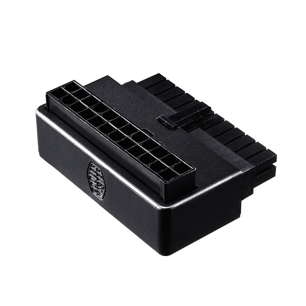 Cooler Master ATX 24Pin 90° Power Adapter Wit Capacitor, Plug And Play Installation And Universal Compatibility - Black Colour