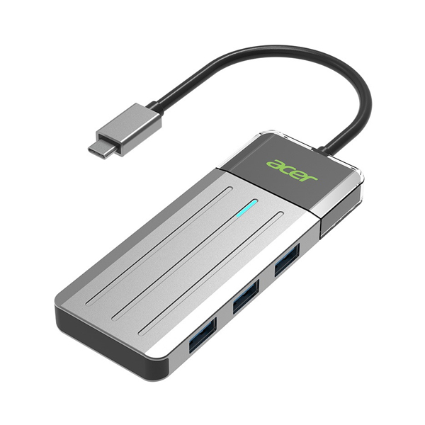 Acer ZL.DCK11.002 ODK3H0 USB-C 5-In-1 Mini Dock With 3X USB3.2 Gen1 5Gbps, HDMI 4K@60Hz And USB-C 100W (Max) Power Delivery - Grey Colour