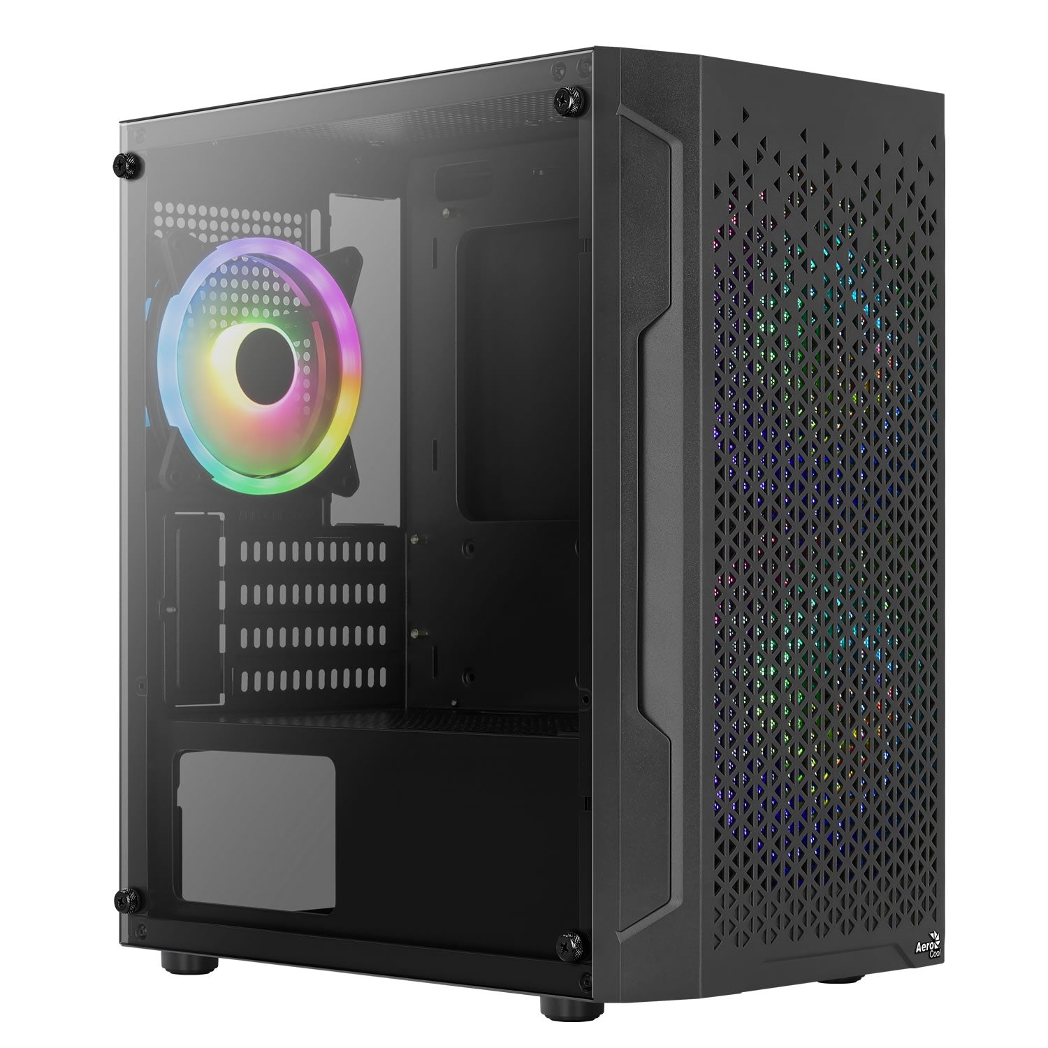 Aerocool Trinity Mini Tower Case with a Full Tempered Glass Side Panel- Black