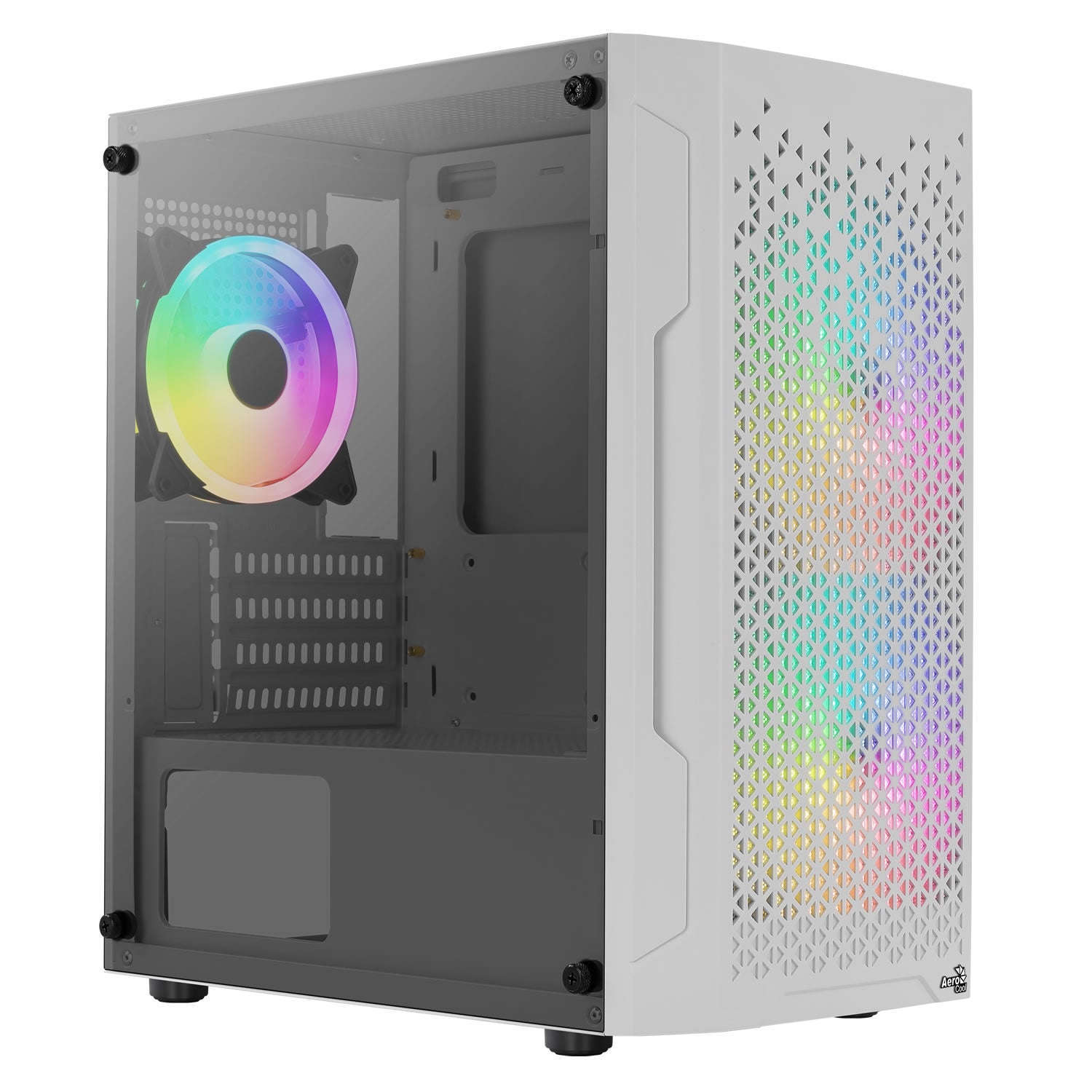Aerocool Trinity Mini Tower Case with a Full Tempered Glass Side Panel- White