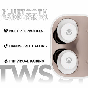 Volkano Taurus Series 2.0 True Wireless Earphones & Charging Case - White