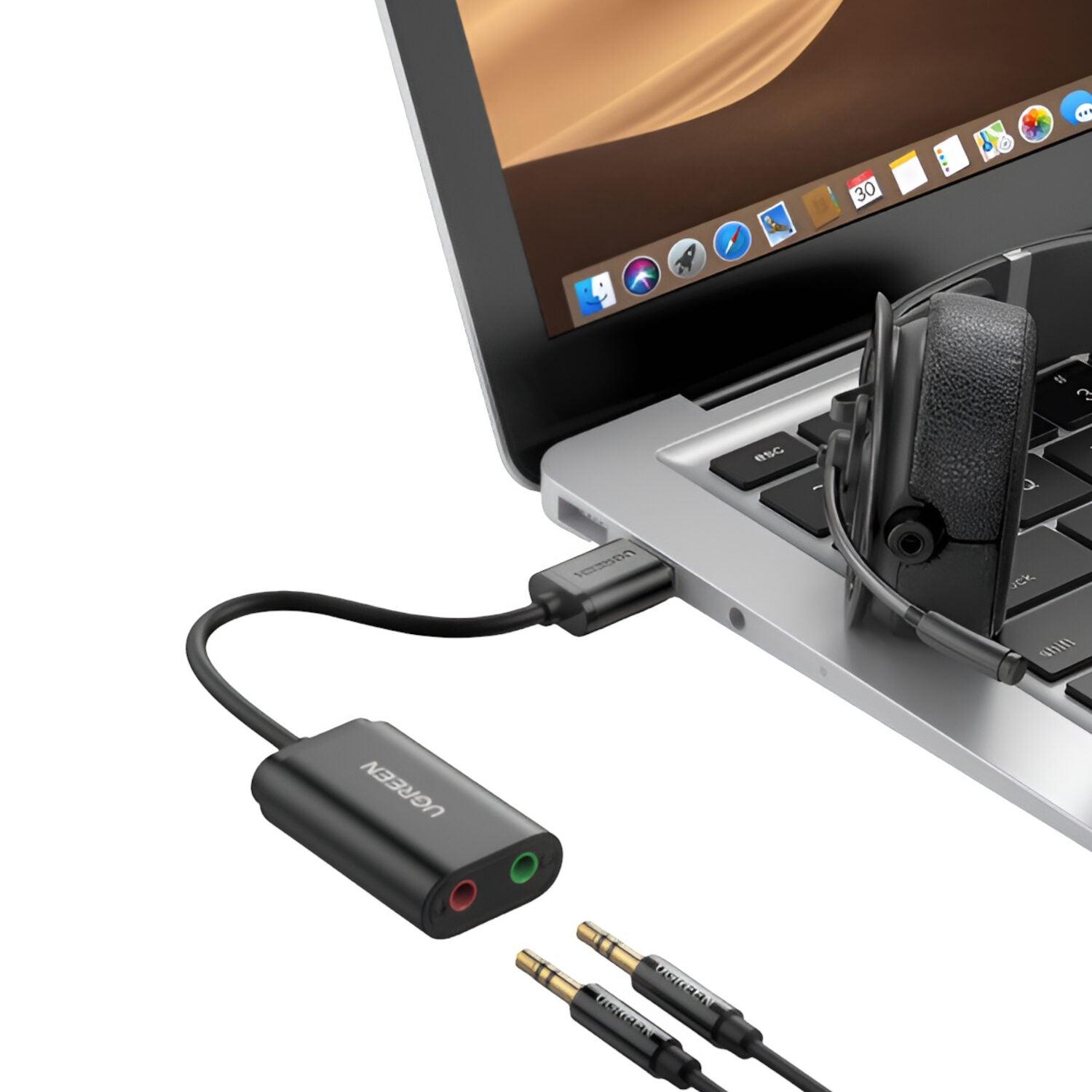 Smart Audio Adapter UGREEN USB to 3.5mm External Stereo Sound Adapter - Black – Computer Mania