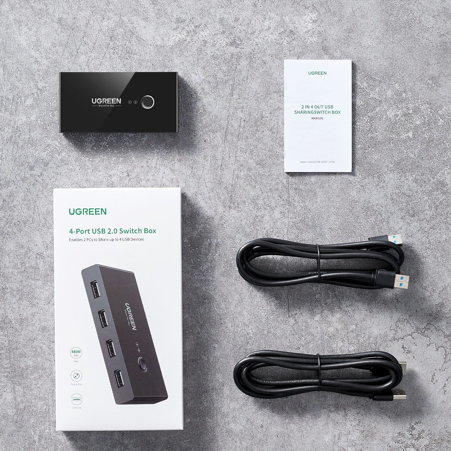 Usb Switcher Box UGREEN USB 2.0 4-Port Switch Box, with 1.5m USB Cables – Computer Mania