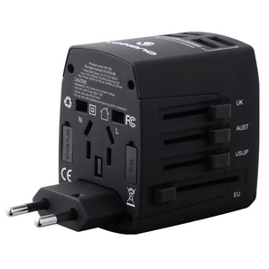 Volkano Worldwide Series Travel Adapter plug with 4 USB Charge Ports - Black