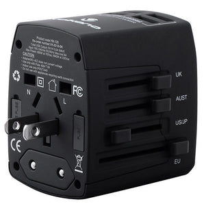 Volkano Worldwide Series PD 20W + QC Travel Adapter plug with 4 USB Charge Ports - Black