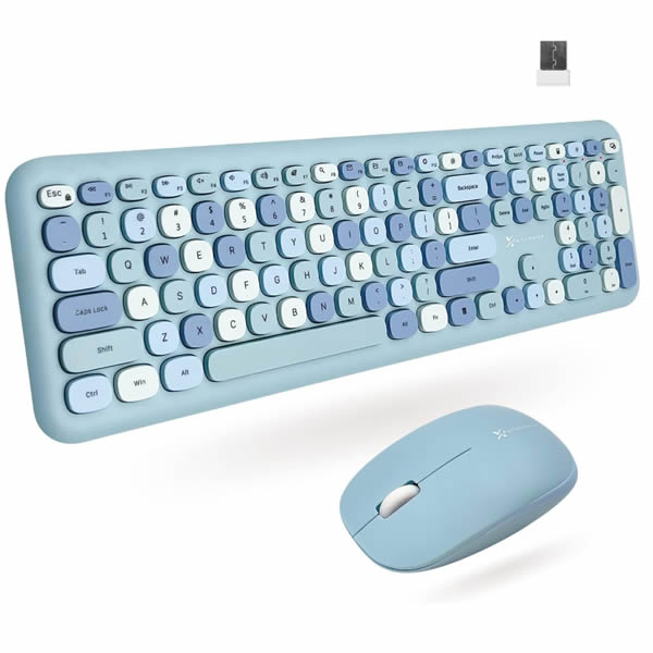 MACALLY - Wireless KB & Mouse Combo Retro Set - Blue