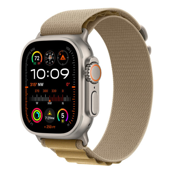 Apple Watch Ultra 2 GPS + Cellular 49mm Natural Titanium Case with Tan Alpine Loop - Large