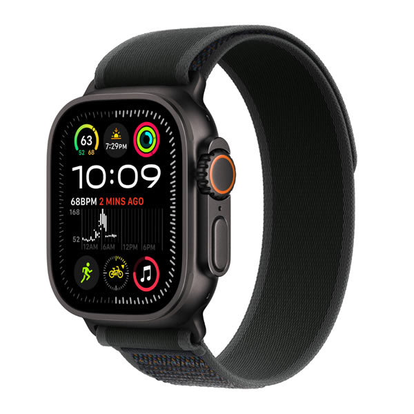 Apple Watch Ultra 2 49mm Black Titanium Case with Black Trail Loop - S/M