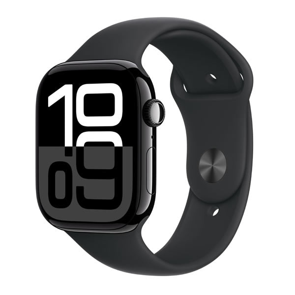 Apple Watch Series 10 GPS + Cellular 42mm Jet Black Aluminium Case with Black Sport Band - S/M