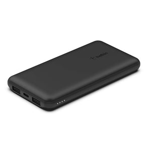 BELKIN BOOSTCHARGE 10 000 Mah Power Bank with USB-C 15W, Dual USB-A, 15cm USB-A to C Cable - Black