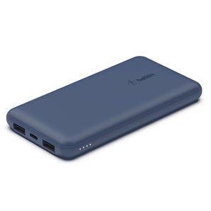 BELKIN BOOSTCHARGE 10 000 Mah Power Bank with USB-C 15W, Dual USB-A, 15cm USB-A to C Cable - Blue