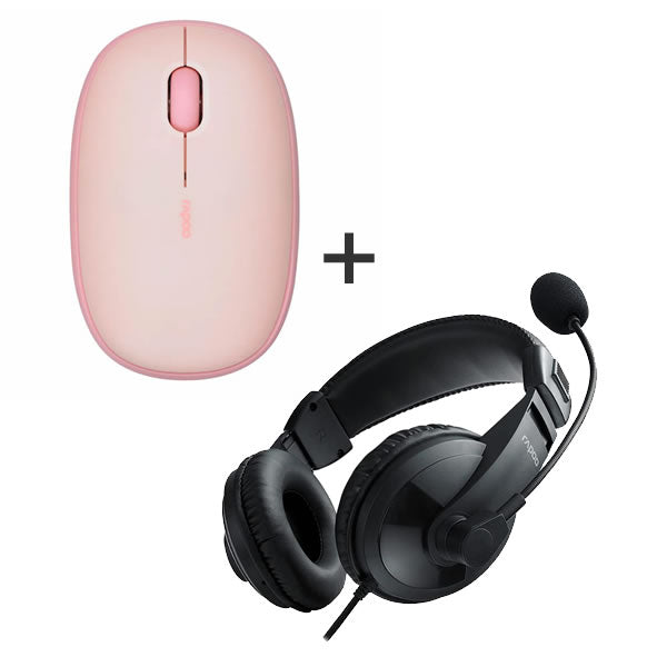 Rapoo M650 Silent Multi-Mode wireless Mouse - Pink + Rapoo H150 USB Stereo Headset