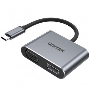 Unitek 4K 60Hz USB-C to HDMI 2.0 and VGA Adapter with MST Dual Monitor V1126A