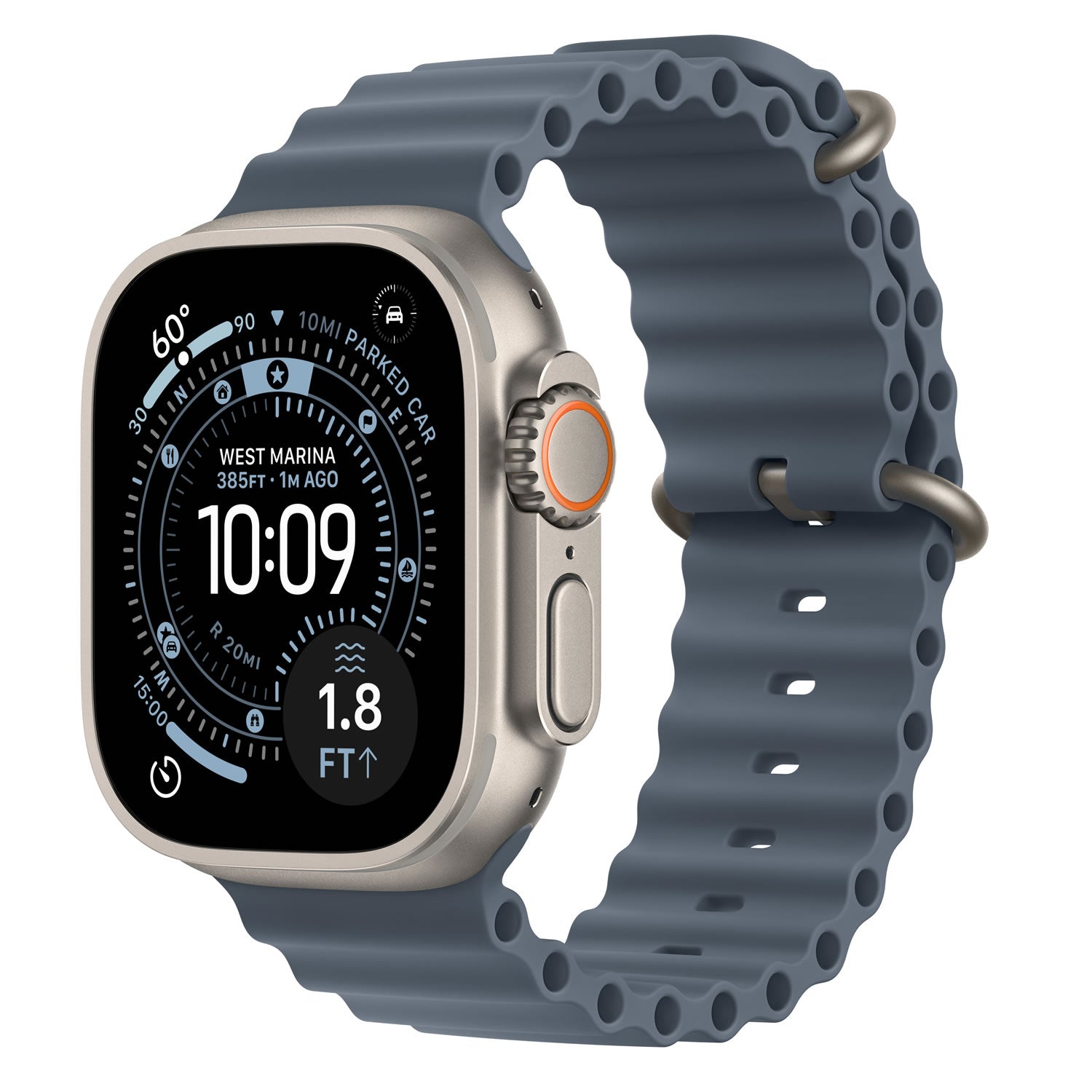 Apple Watch Ultra 3 GPS + Cellular 49mm Natural Titanium Case with Anchor Blue Ocean Band