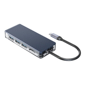 Orico 6 Port 3 x USB3.0|1 x HDMI|1 x TF|1 x SD Transparent Hub – Grey
